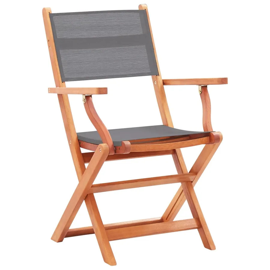Chaises pliables de jardin lot de 2 Gris Eucalyptus textilène - 2