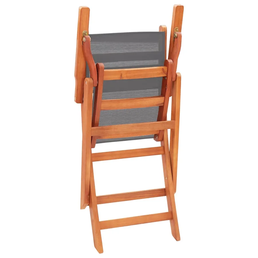 Chaises pliables de jardin lot de 2 Gris Eucalyptus textilène - 6