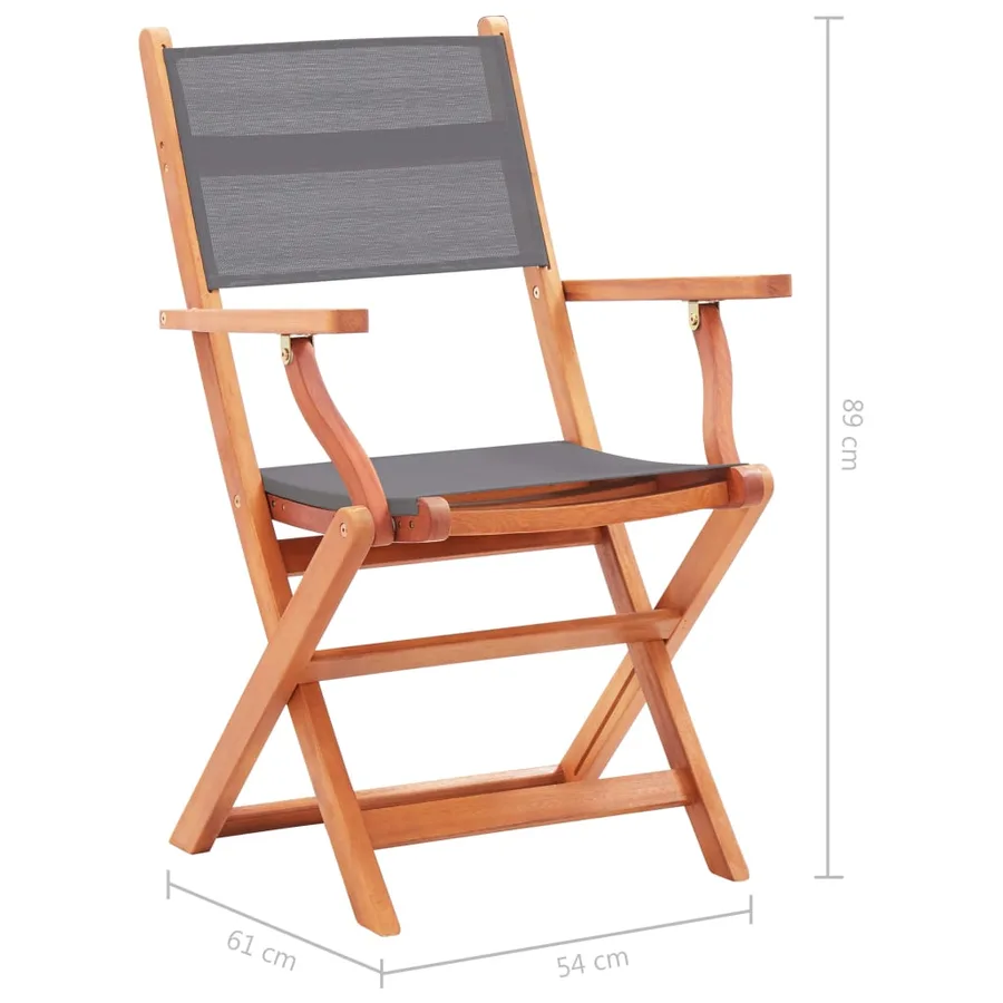 Chaises pliables de jardin lot de 2 Gris Eucalyptus textilène - 9