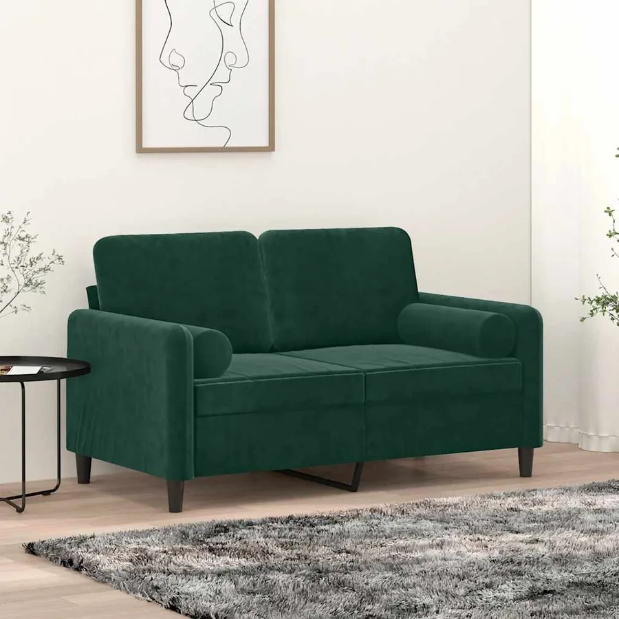 Coussins décoratifs lot de 2 Vert foncé Ø15x50 cm Velours