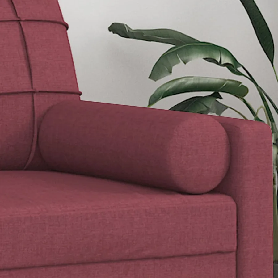 Coussins décoratifs lot de 2 Rouge bordeaux Ø15x50 cm Tissu - 5
