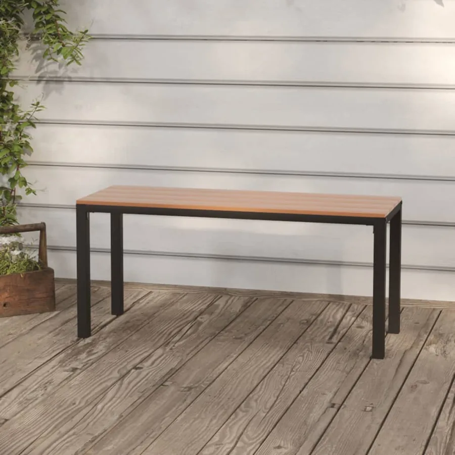 Banc de jardin 110 cm acier et WPC marron et noir