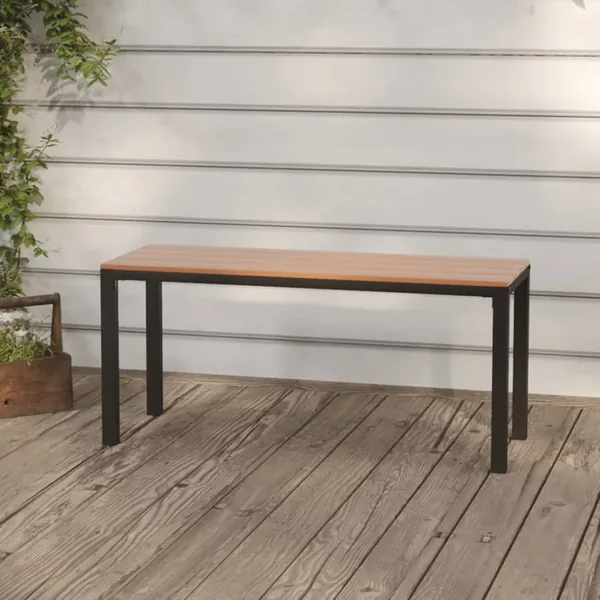 Banc de jardin 110 cm acier et WPC marron et noir