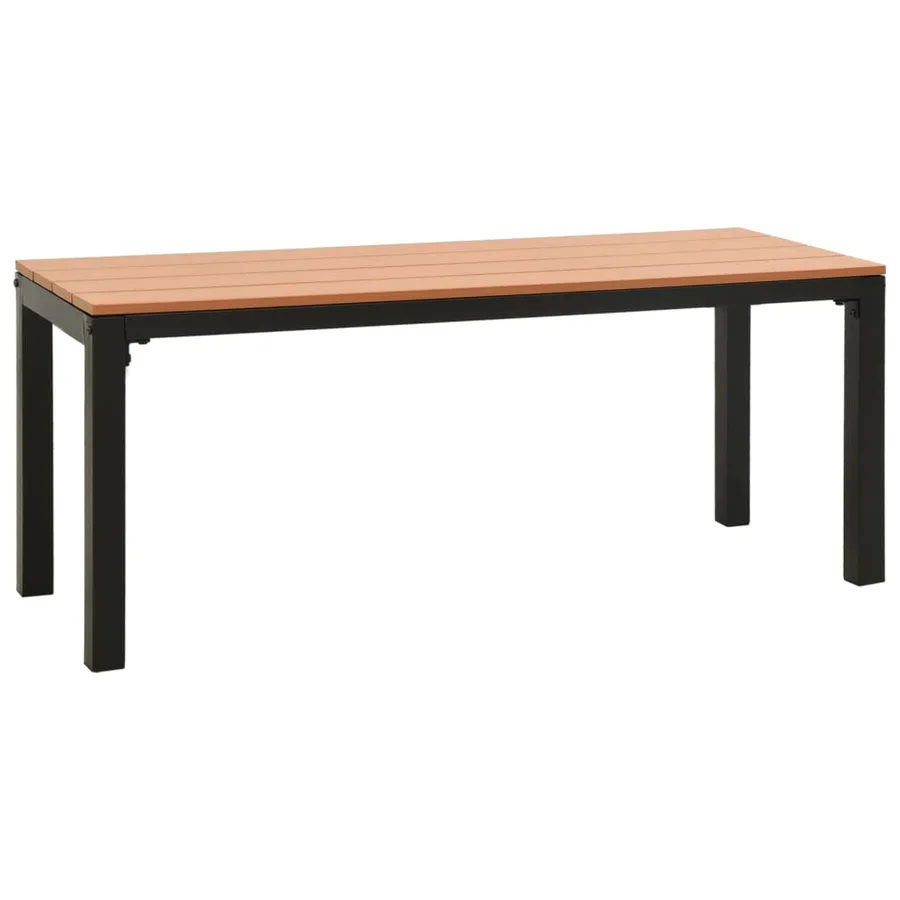 Banc de jardin 110 cm acier et WPC marron et noir - 2
