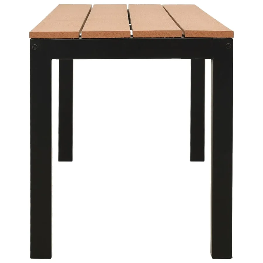 Banc de jardin 110 cm acier et WPC marron et noir - 4
