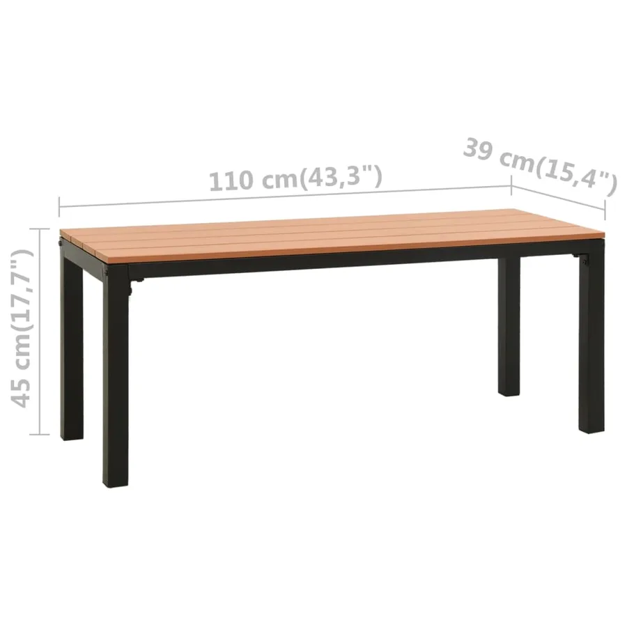 Banc de jardin 110 cm acier et WPC marron et noir - 6