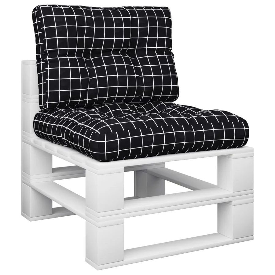 Coussins de palette lot de 2 motif à carreaux noir tissu - 3