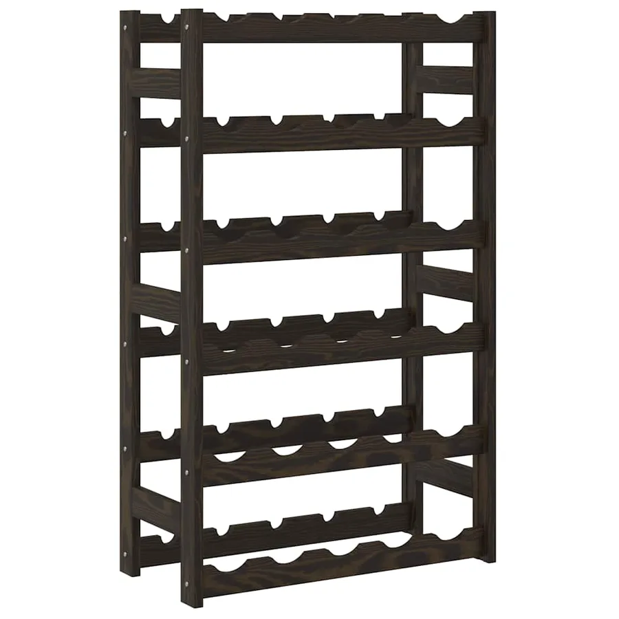 Casier à bouteilles pour 30 bouteilles noir bois pin solide - 5