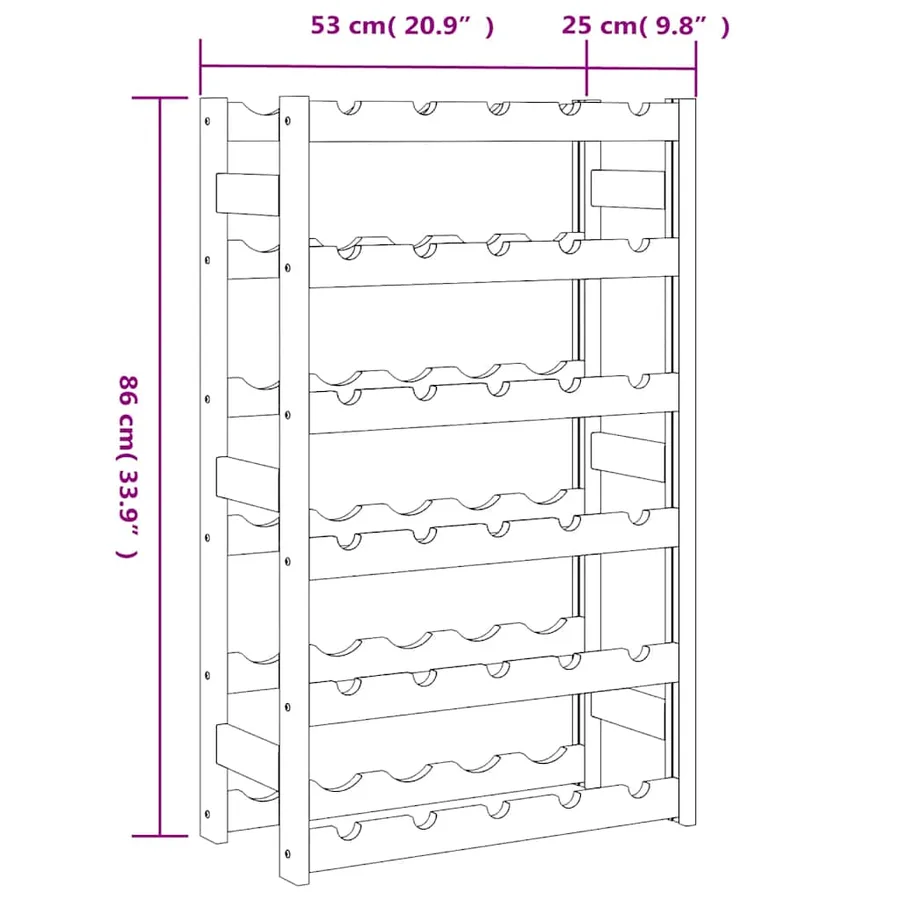 Casier à bouteilles pour 30 bouteilles noir bois pin solide - 7