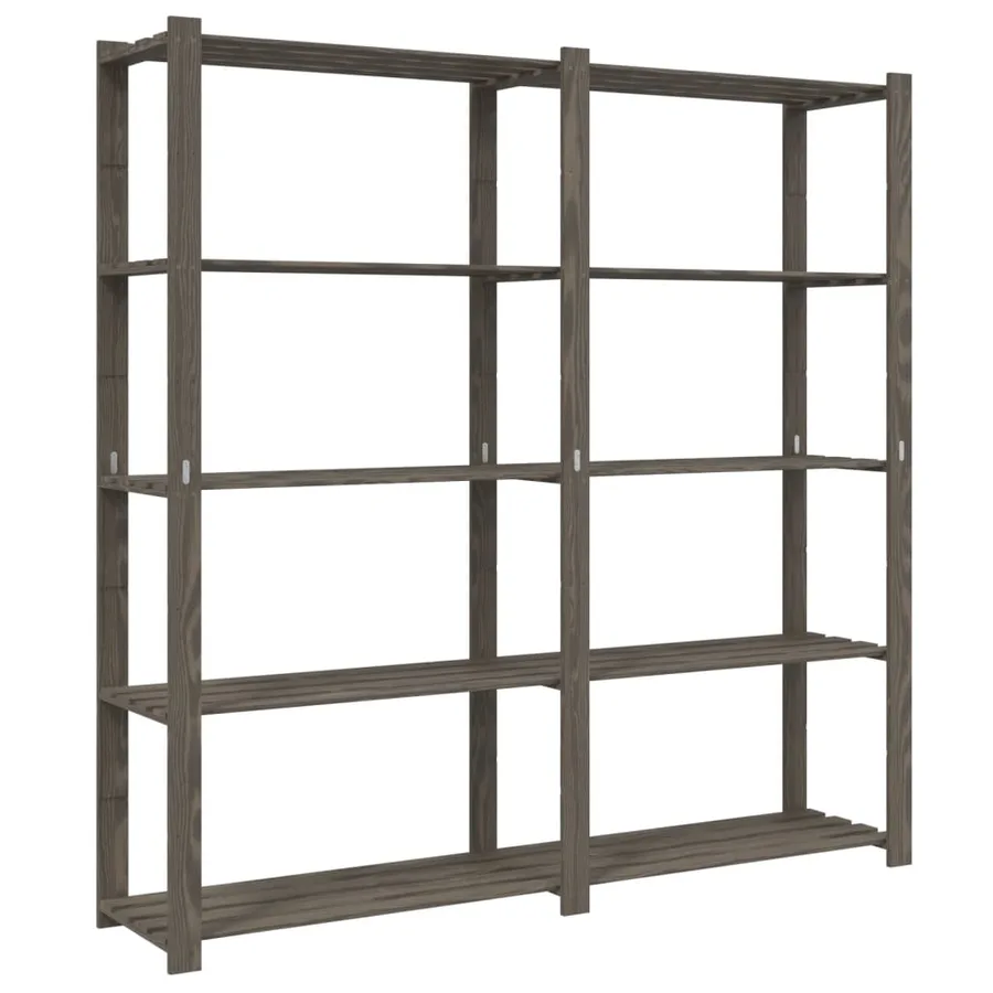 Support de rangement à 5 niveaux gris 170x38x170 cm bois de pin - 2