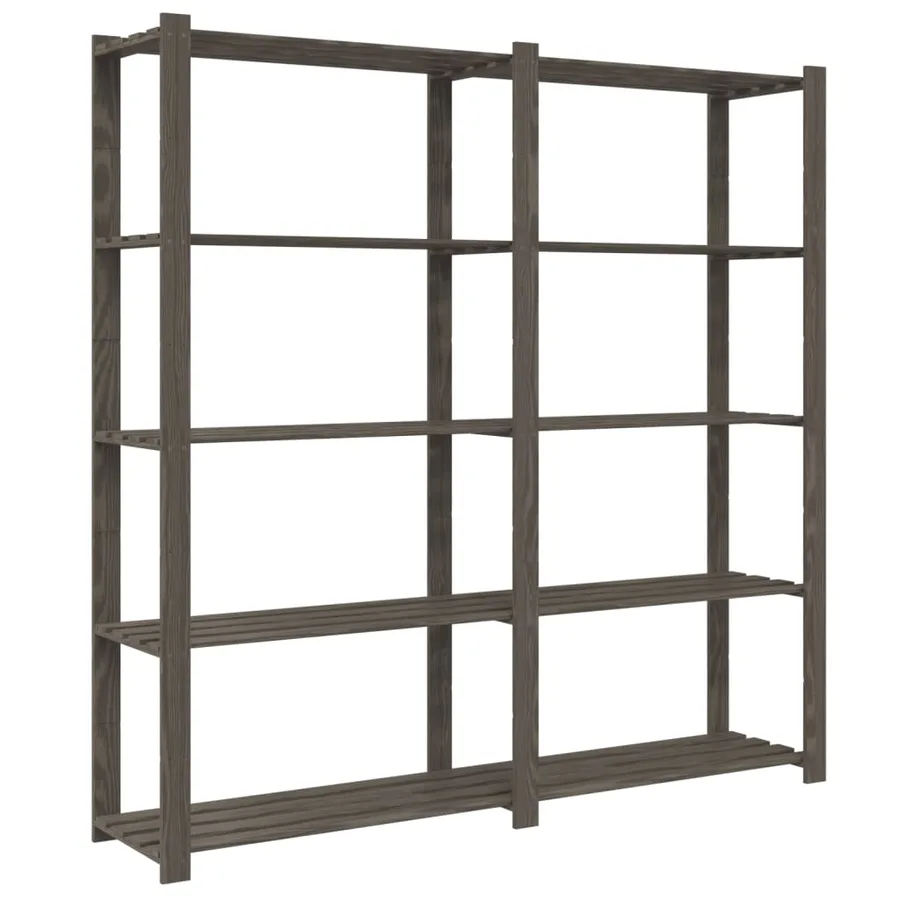 Support de rangement à 5 niveaux gris 170x38x170 cm bois de pin - 5