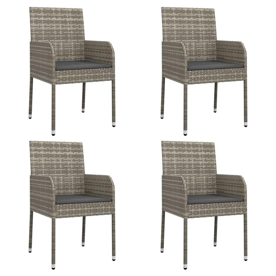 Ensemble à manger de jardin 5 pcs coussins gris résine tressée - 4