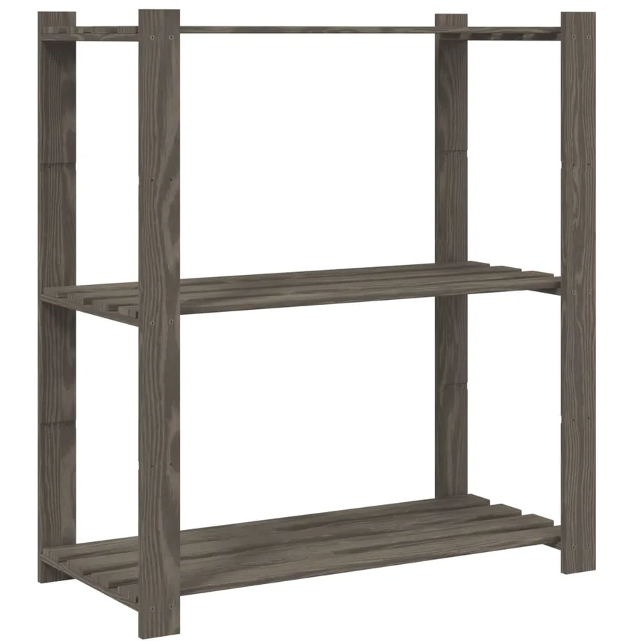 Support de rangement à 3 niveaux gris 80x38x90 cm bois de pin - 2