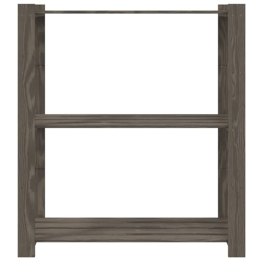 Support de rangement à 3 niveaux gris 80x38x90 cm bois de pin - 3