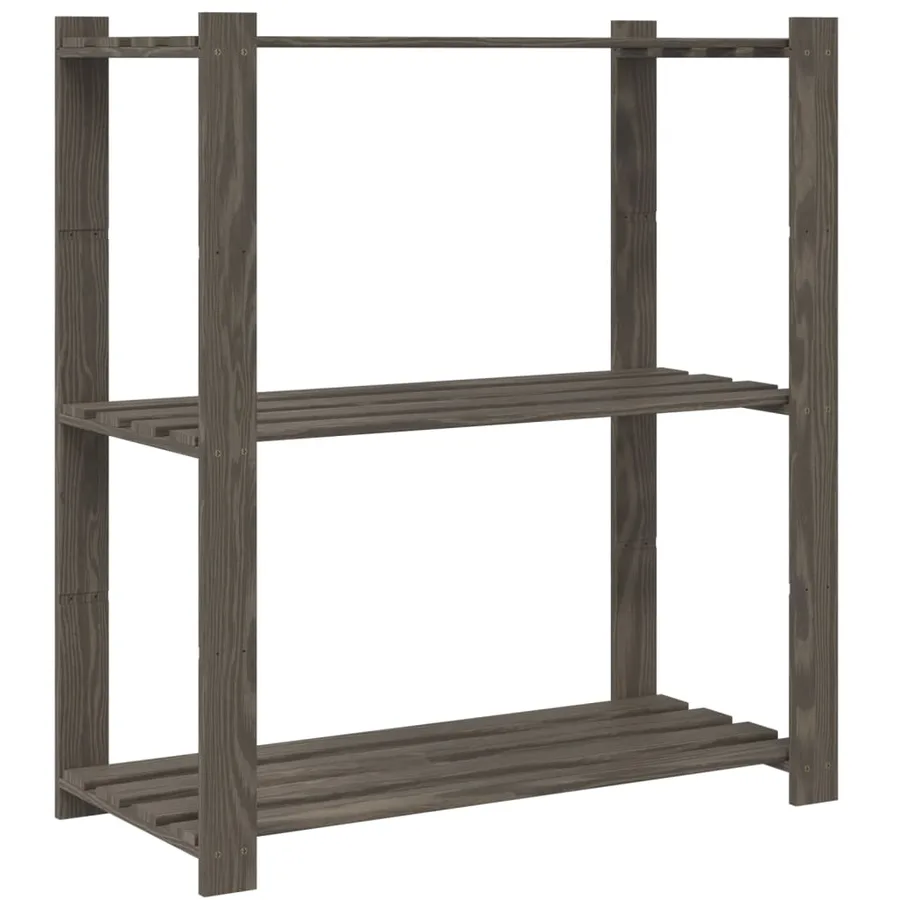 Support de rangement à 3 niveaux gris 80x38x90 cm bois de pin - 5