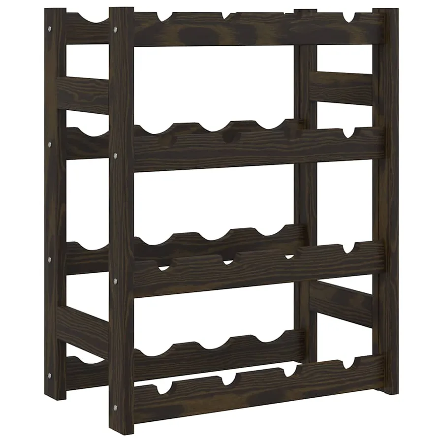 Casier à bouteilles pour 16 bouteilles noir bois pin solide - 2