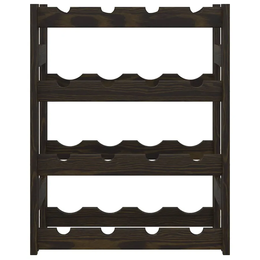 Casier à bouteilles pour 16 bouteilles noir bois pin solide - 3