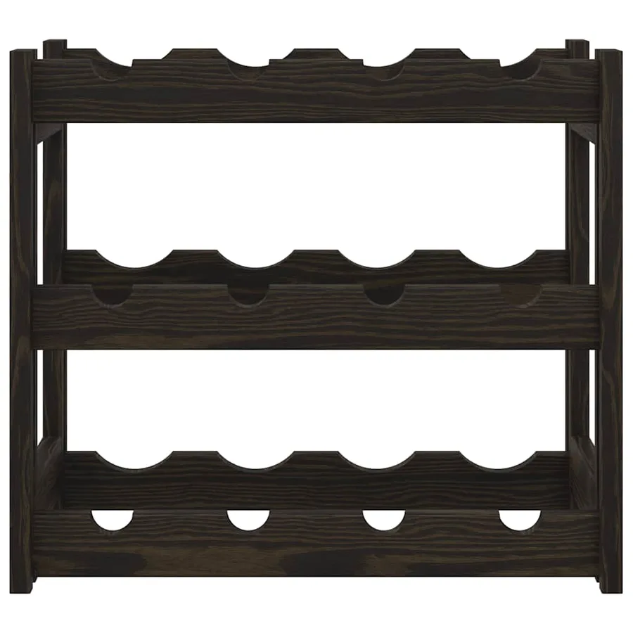 Casier à bouteilles pour 12 bouteilles noir bois pin solide - 3