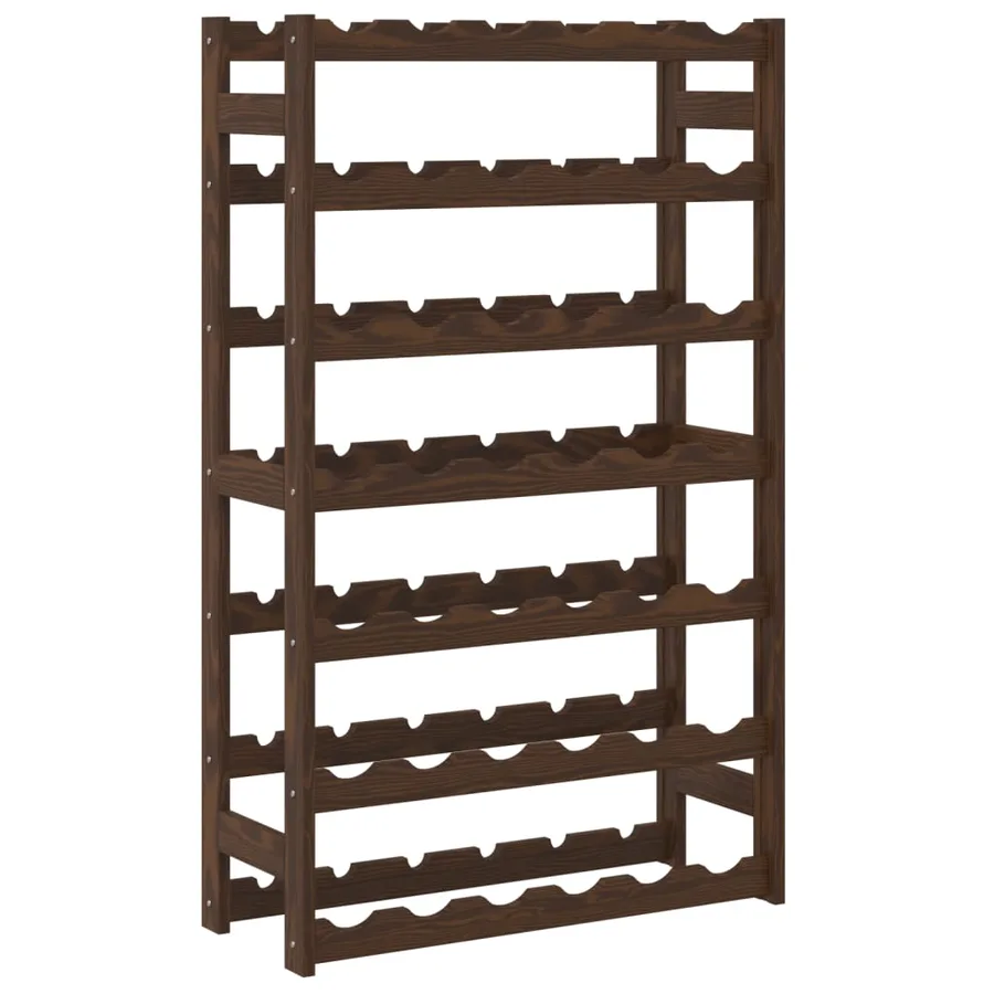 Casier à bouteilles pour 42 bouteilles marron bois pin solide - 5