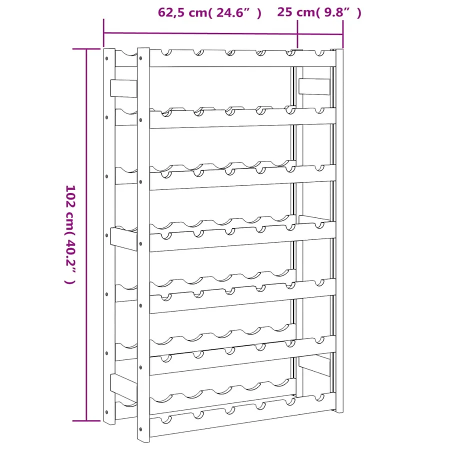Casier à bouteilles pour 42 bouteilles marron bois pin solide - 7