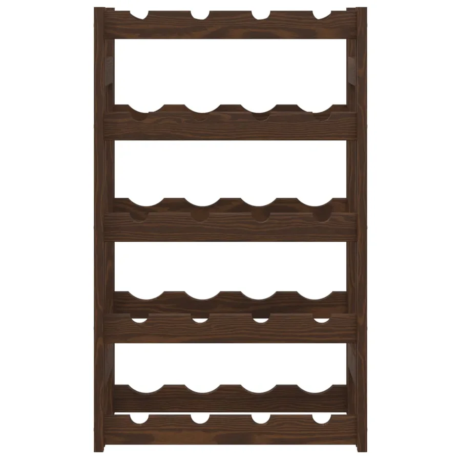 Casier à bouteilles pour 20 bouteilles marron bois pin solide - 3