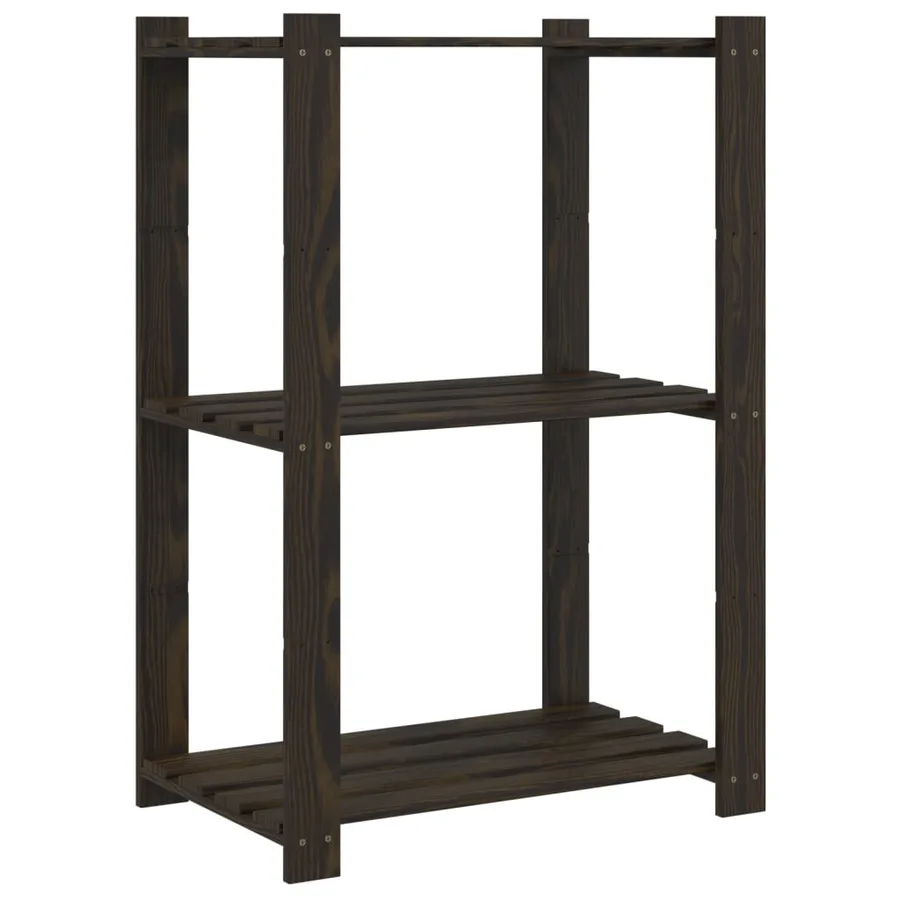 Support de rangement à 3 niveaux noir 60x38x90 cm bois pin - 2