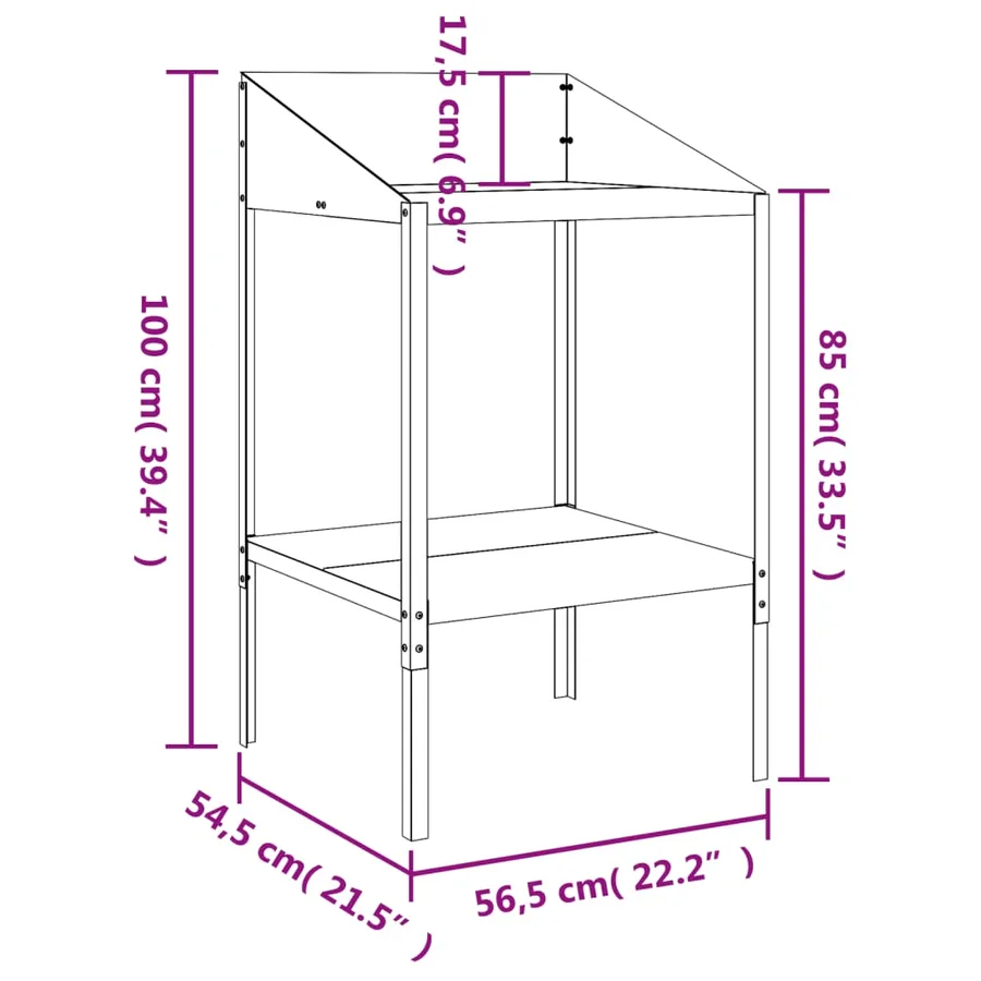 Support pour plantes anthracite 56,5x54,5x100cm acier galvanisé - 7