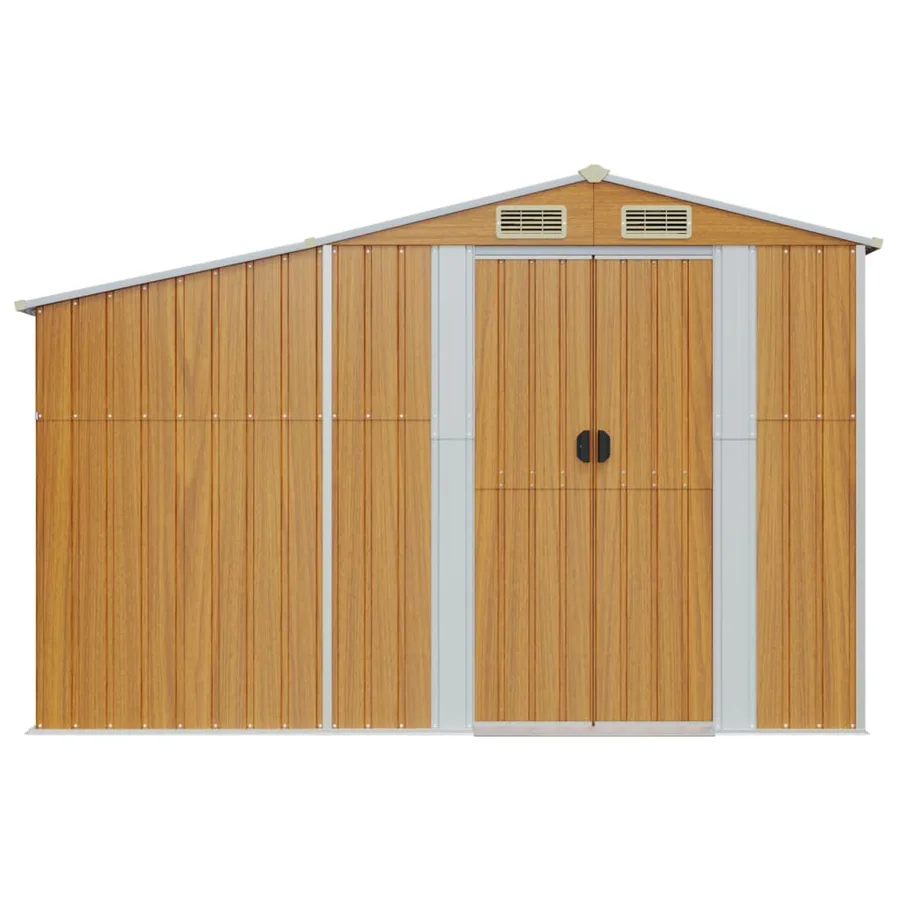Abri de jardin marron 277x93x179 cm acier galvanisé - 3