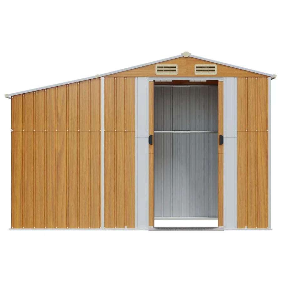 Abri de jardin marron 277x93x179 cm acier galvanisé - 4
