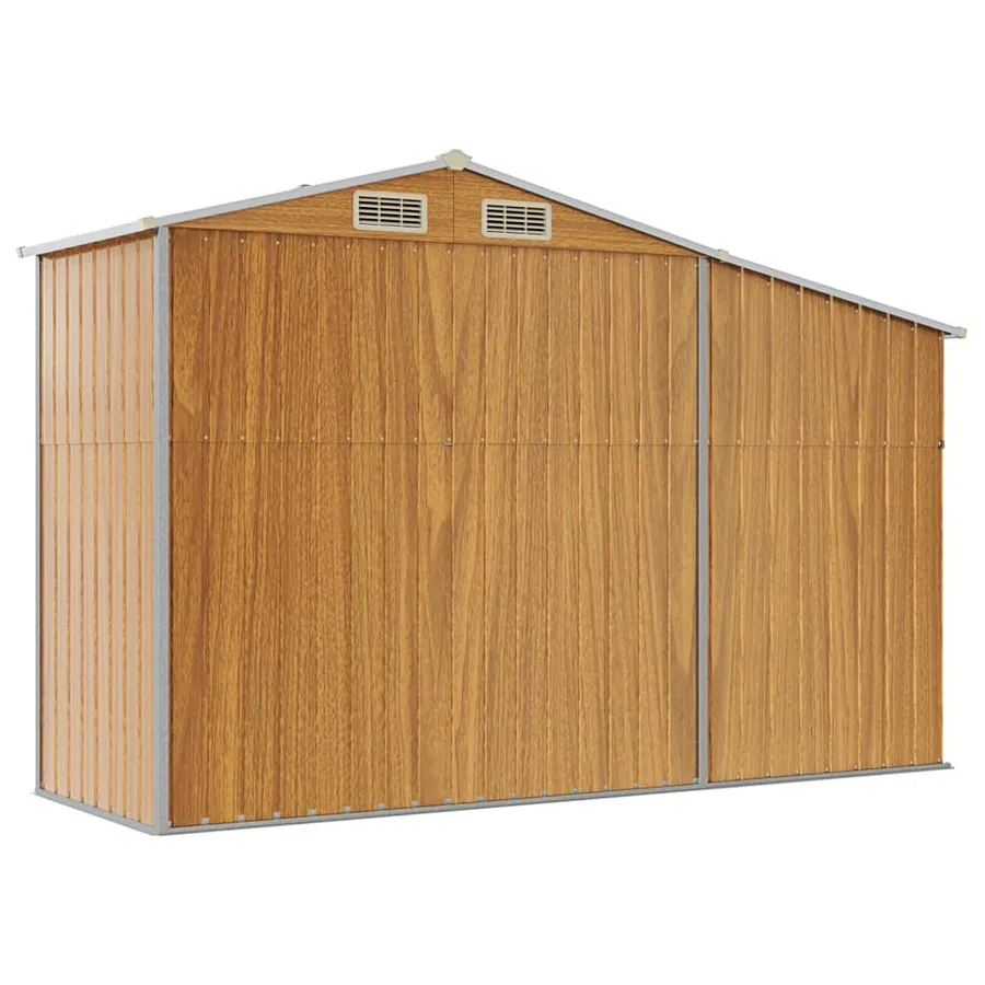 Abri de jardin marron 277x93x179 cm acier galvanisé - 6
