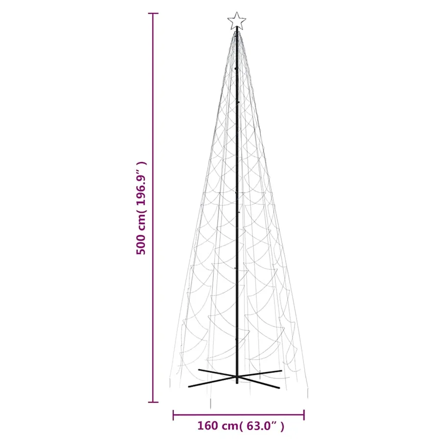 Arbre de Noël cône 1400 LED Bleues 160x500 cm - 10