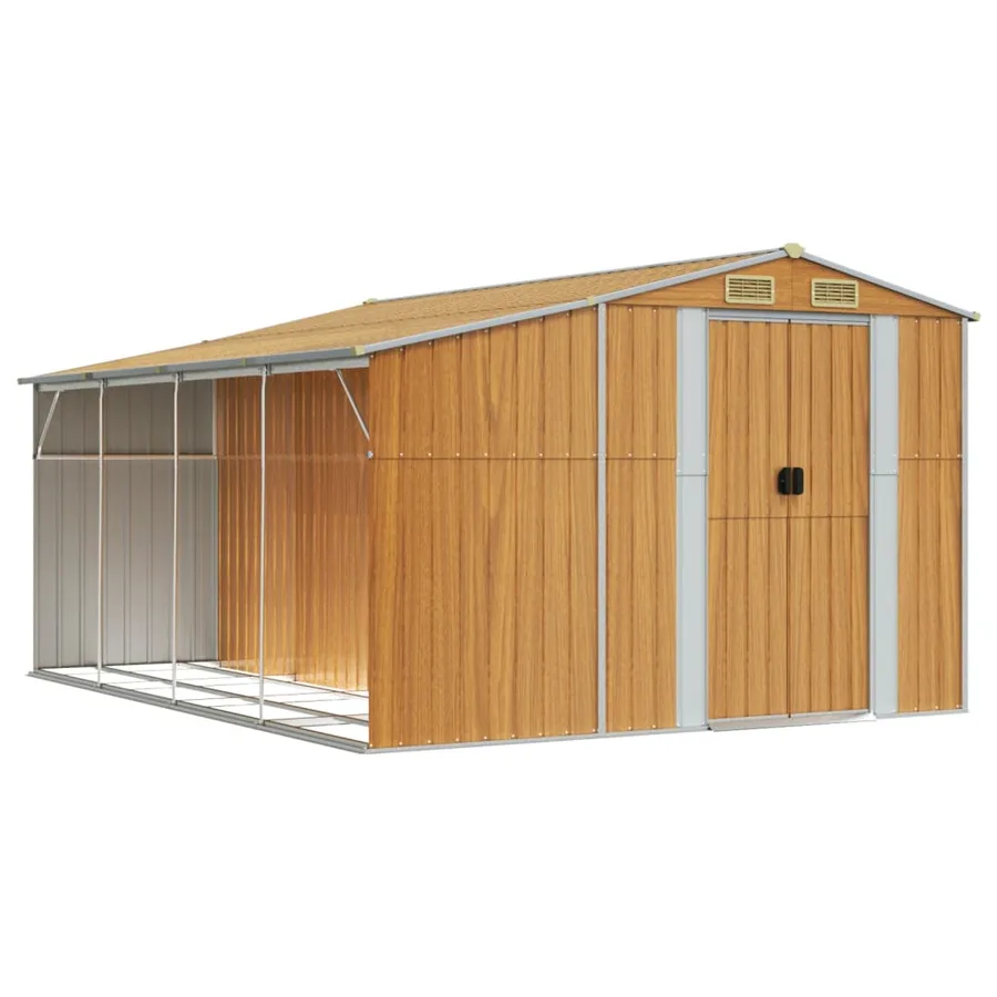 Abri de jardin marron clair 277x365,5x179 cm acier galvanisé - 2
