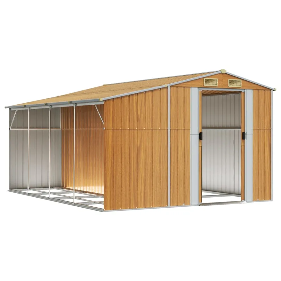 Abri de jardin marron clair 277x365,5x179 cm acier galvanisé - 3