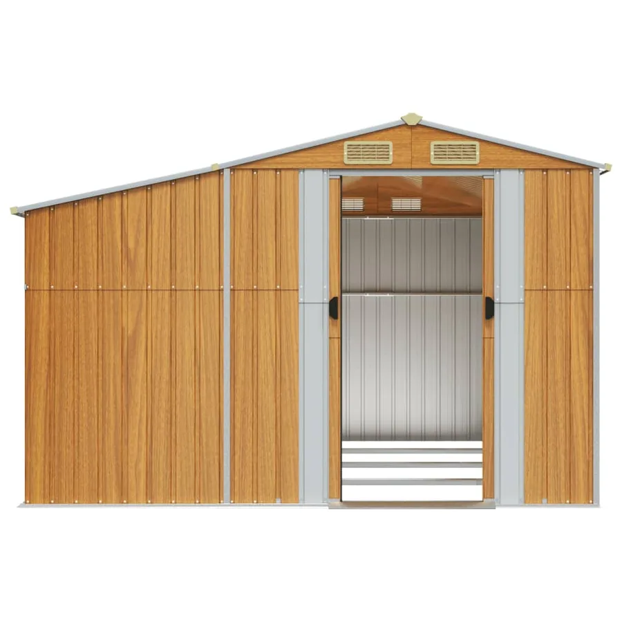 Abri de jardin marron clair 277x365,5x179 cm acier galvanisé - 5