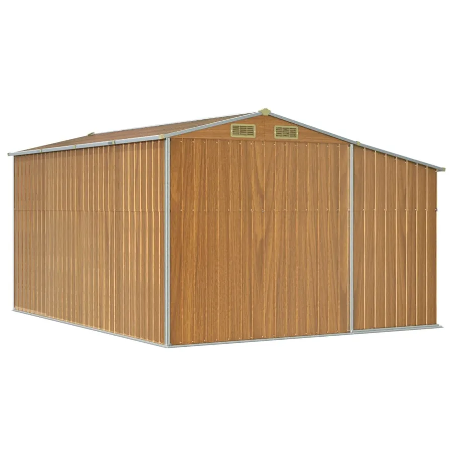 Abri de jardin marron clair 277x365,5x179 cm acier galvanisé - 7