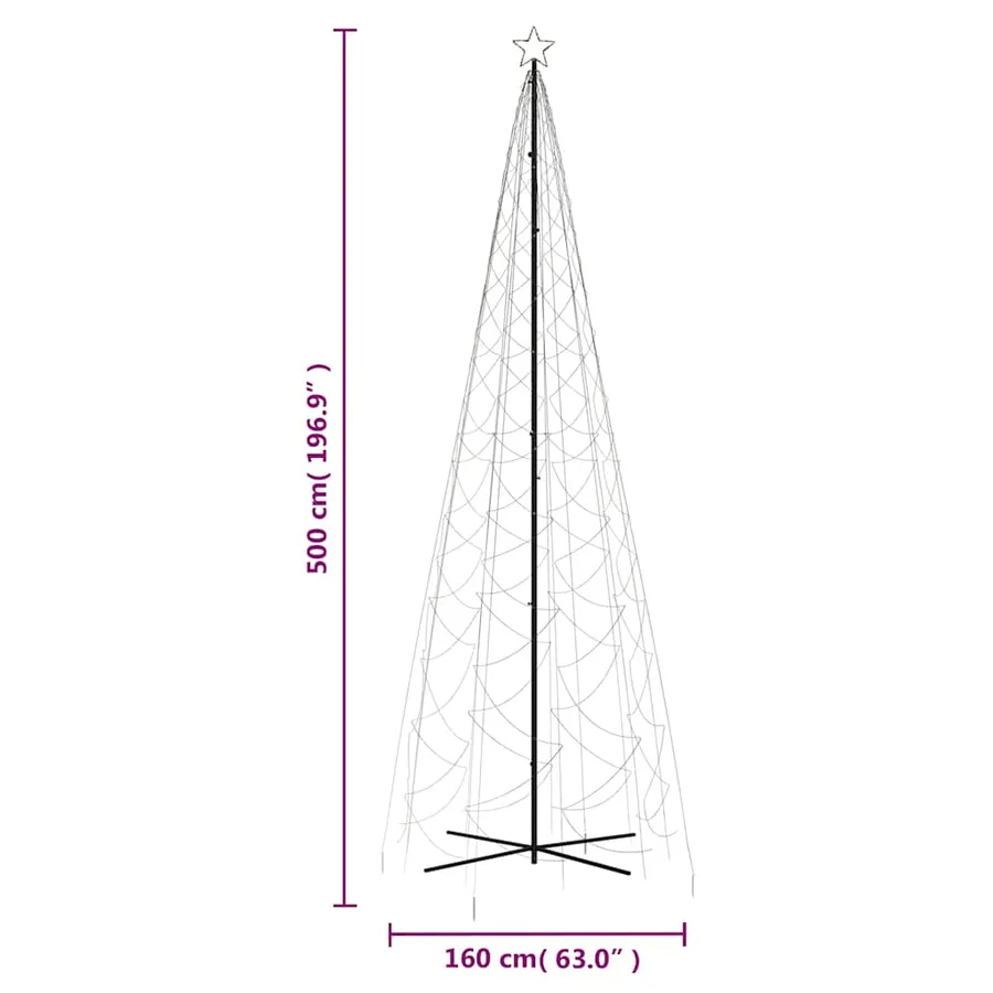 Arbre de Noël cône 1400 LED Blanc chaud 160x500 cm - 10