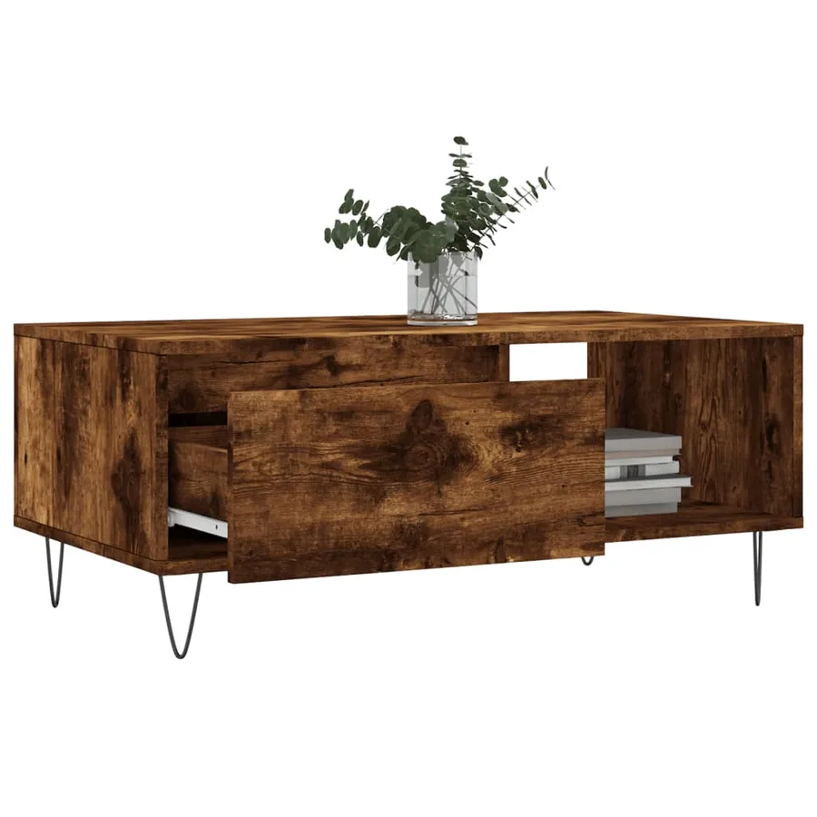 Table basse Chêne fumé 90x50x36,5 cm Bois d'ingénierie - 4