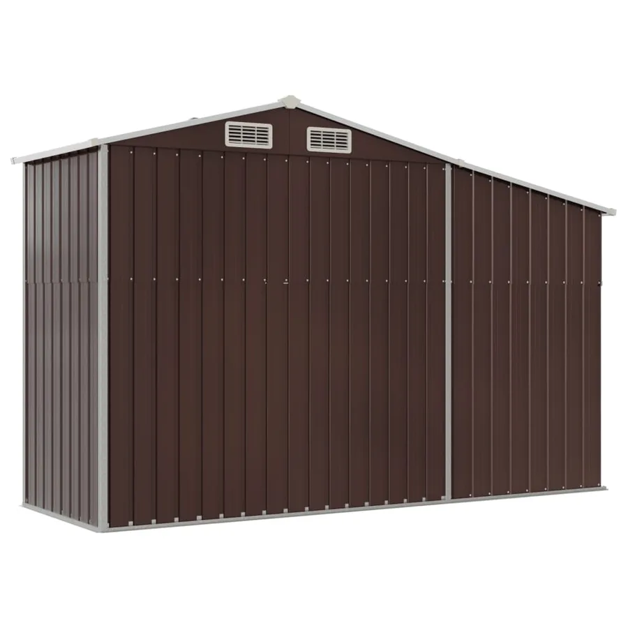 Abri de jardin marron 277x93x179 cm acier galvanisé - 6