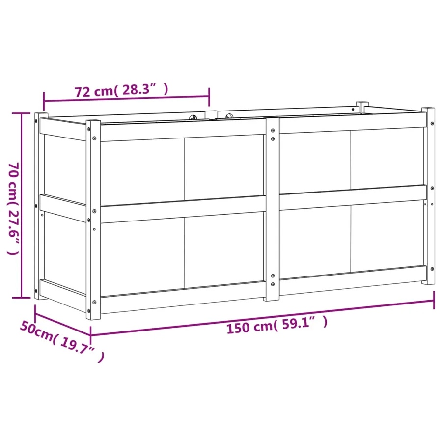 Jardinière 150x50x70 cm bois de pin massif - 11