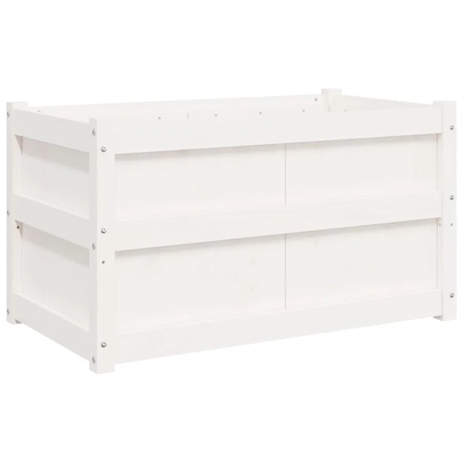 Jardinière blanc 90x50x50 cm bois de pin massif - 2