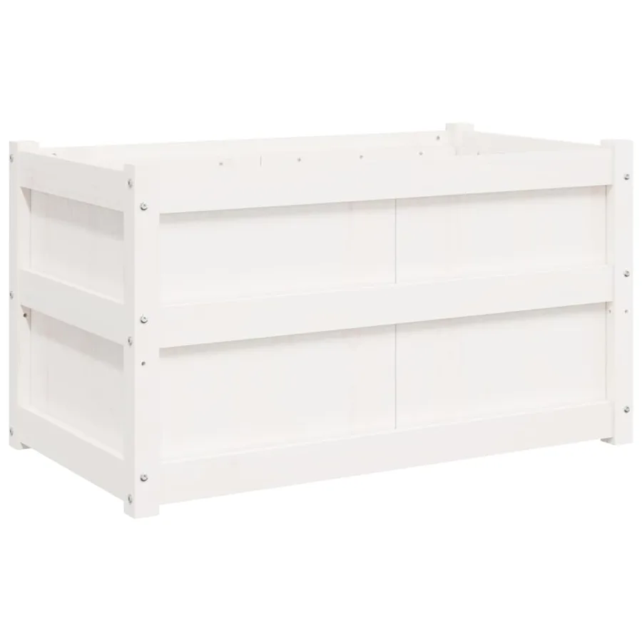 Jardinière blanc 90x50x50 cm bois de pin massif - 7