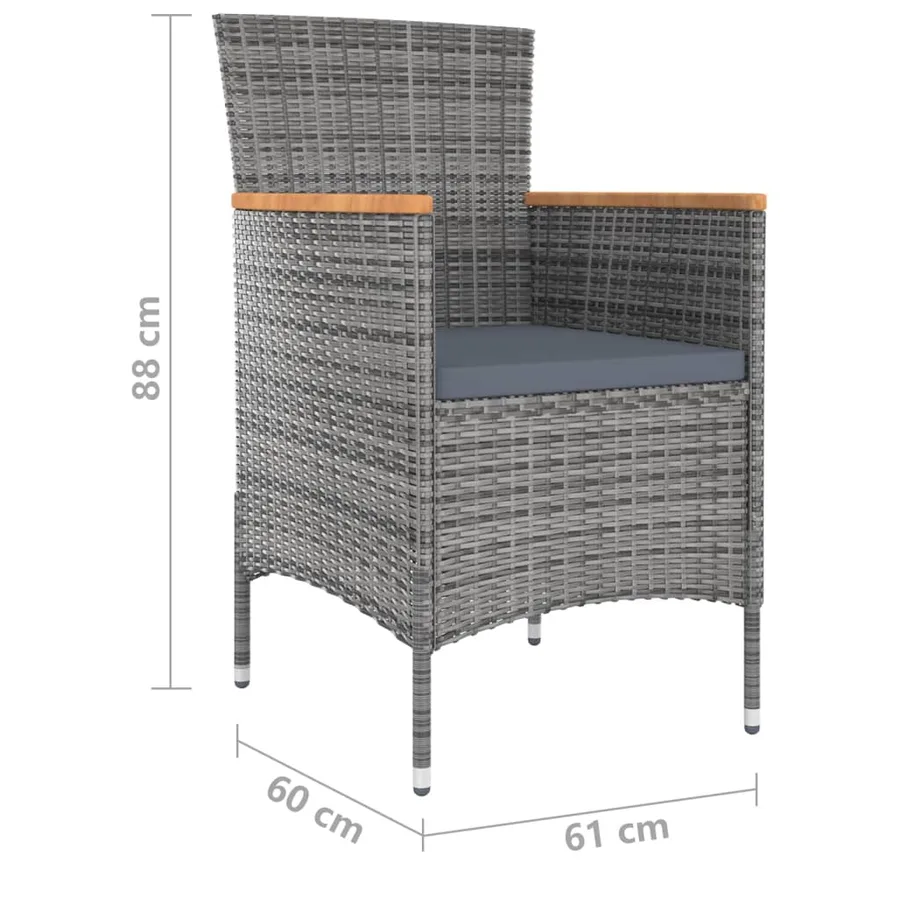 Ensemble à manger de jardin 9 pcs avec coussins Gris - 10