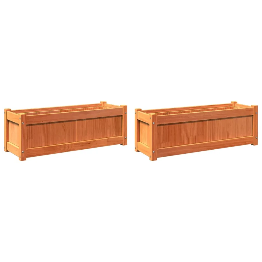 Jardinières 2 pcs cire marron bois de pin massif - 2