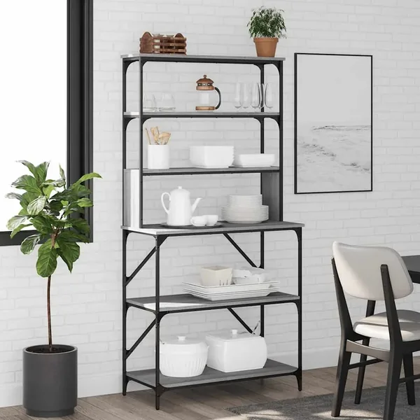Support de boulanger à 6 niveaux sonoma gris 90x40x180 cm