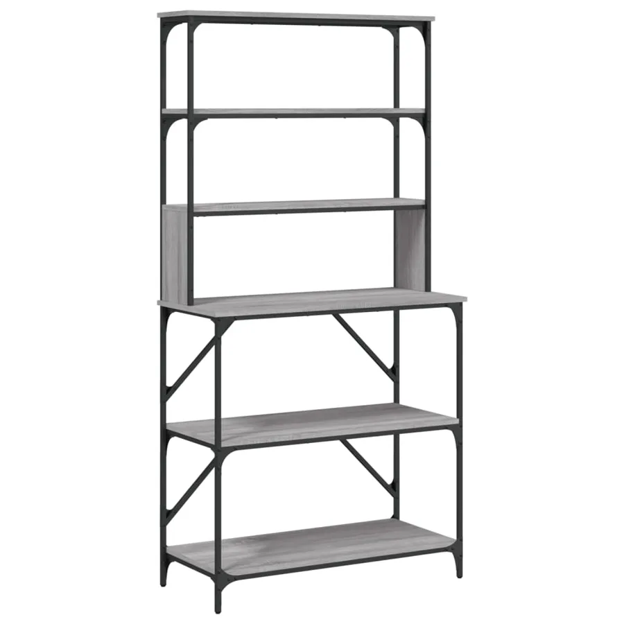 Support de boulanger à 6 niveaux sonoma gris 90x40x180 cm - 2