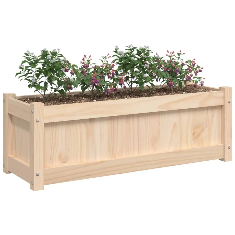 Jardinière d'extérieur 90x31x31 cm bois de pin massif - 4