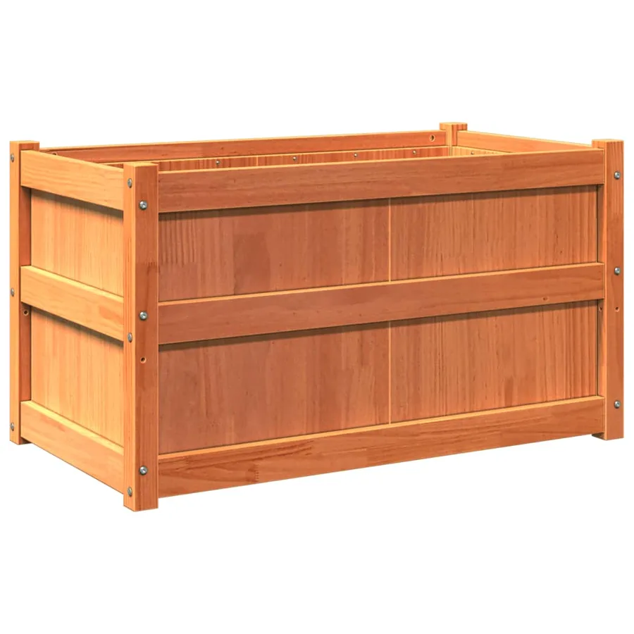 Jardinière cire marron 90x50x50 cm bois de pin massif - 7
