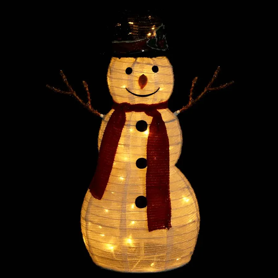 Figurine de bonhomme de neige de Noël à LED Tissu 60 cm - 4