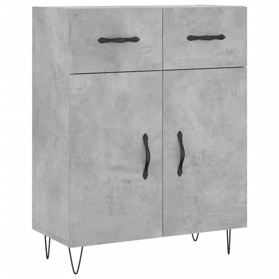 Buffet haut Gris béton 69,5x34x180 cm Bois d'ingénierie - 7
