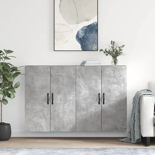 Armoires murales 2 pcs gris béton bois d'ingénierie